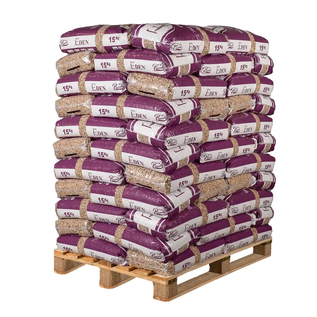 EDEN PELLETS PREMIUM DIN+, Houtpellets 15 kg, Pallet van 66 Zakken